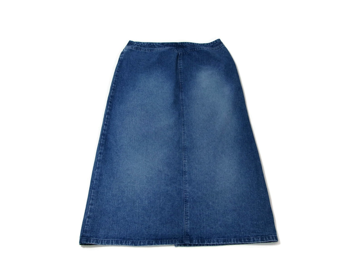 Womens Villager Sport by Liz Claiborne Modest Long  Denim Jean Skirt Size 14