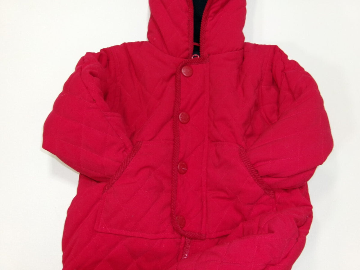 London Fog Infant Girls Boys Red Hooded Bunting One Piece Snow Suit Size 3-6 Mos