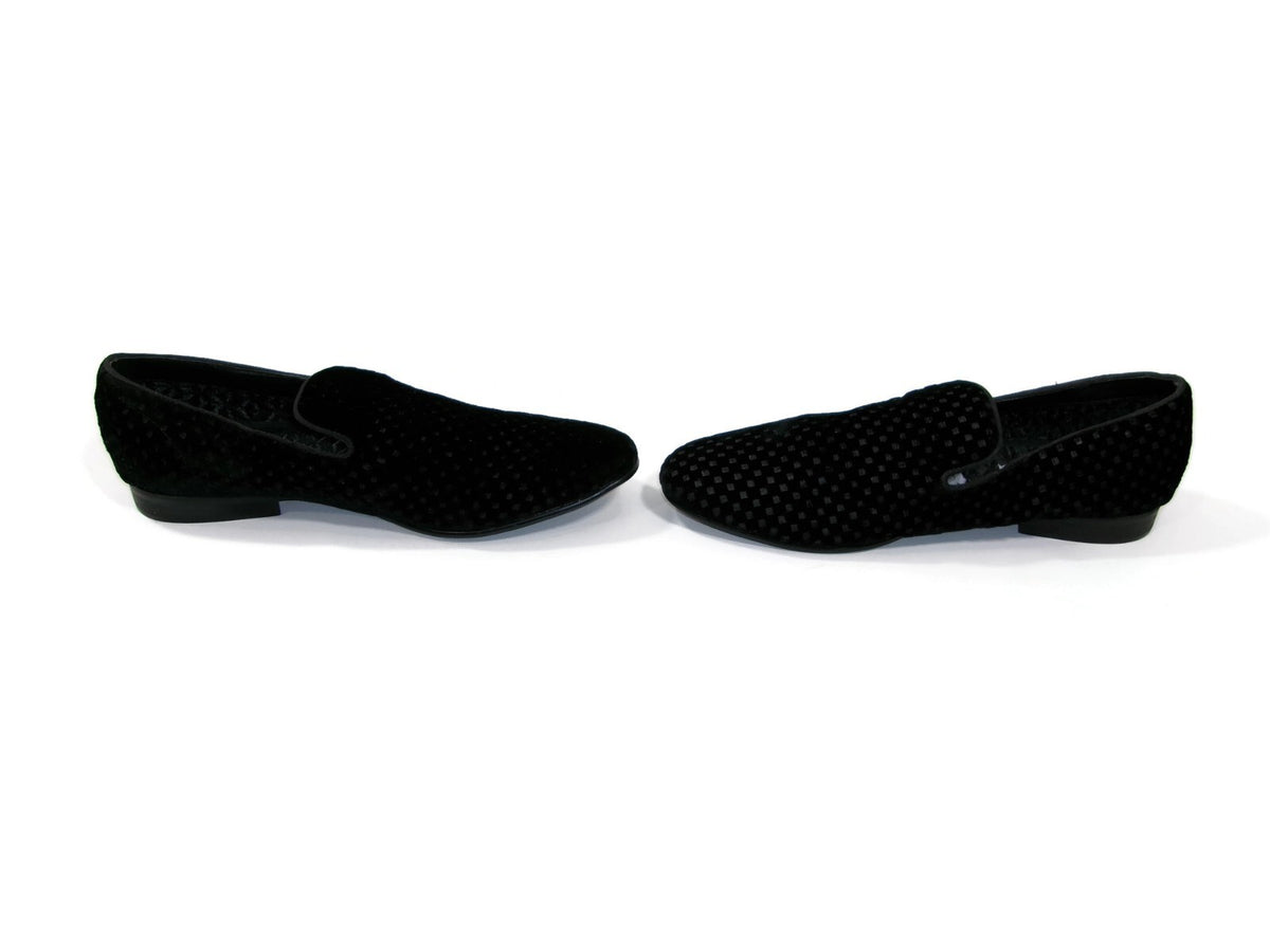 Mens Steve Madden  Black Velvet Tuxedo Jacquard Dress Shoes Size 10 M Slip Ons
