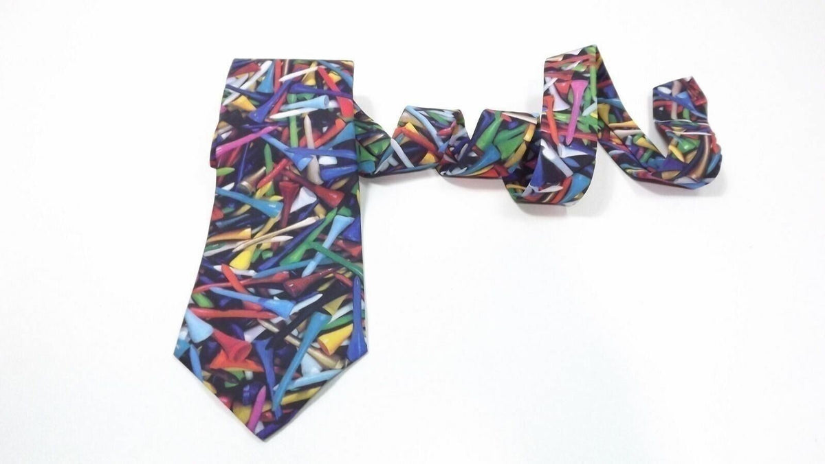 VINTAGE RALPH MARLIN Golf Themed Colorful Mens TIE Golf Tees Fun Clean Nice 1