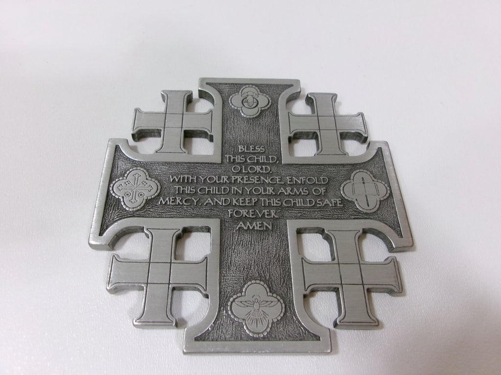 Vintage  Pewter Wall Crucifix JERUSALEM Cross Washington National Cathedral