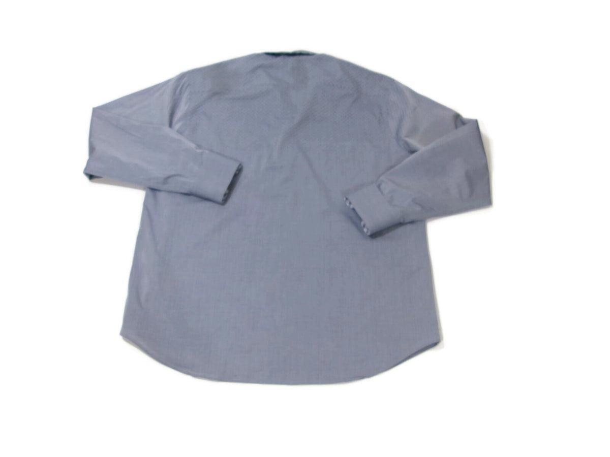 Quieti Men Dress Shirt Size XXL Men 100% Fine Cotton Gray White Long Sleeve