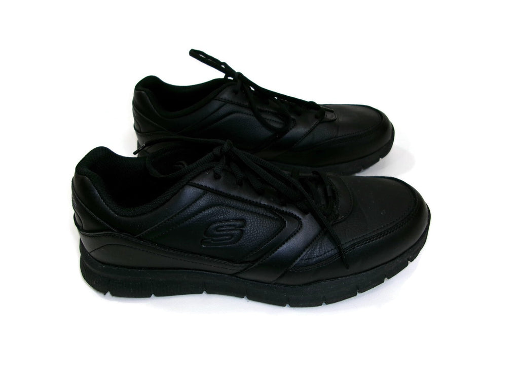 Skechers Mens Work Related Fit Wyola Slip Resistant Black Leather Shoes Size 11