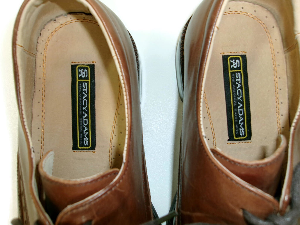 Stacy Adams Mens Tan Brown Lace Up Leather Dress or Casual Shoes Size 11 W