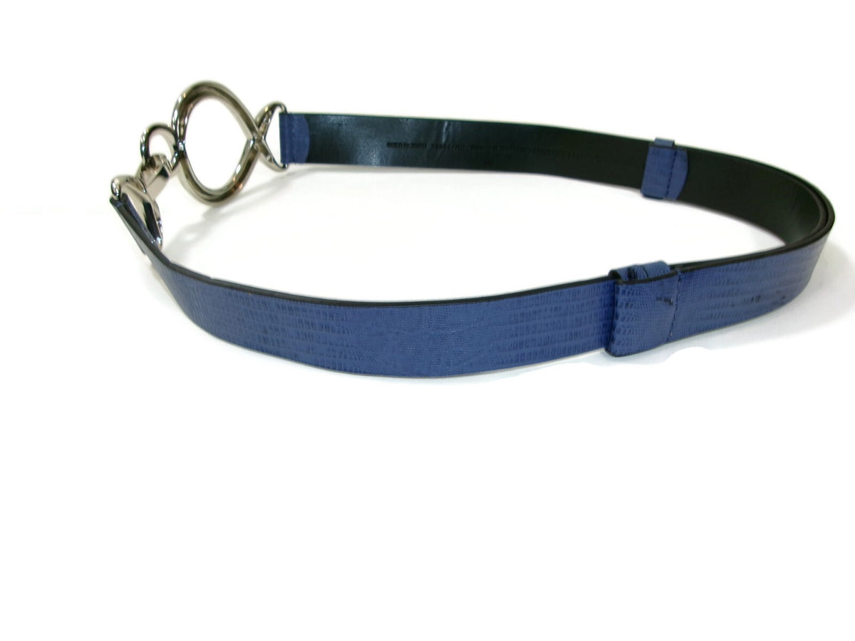 Chicos Womens Blue ish Purple Belt Snake Print Metal Large Buckle Size M / L