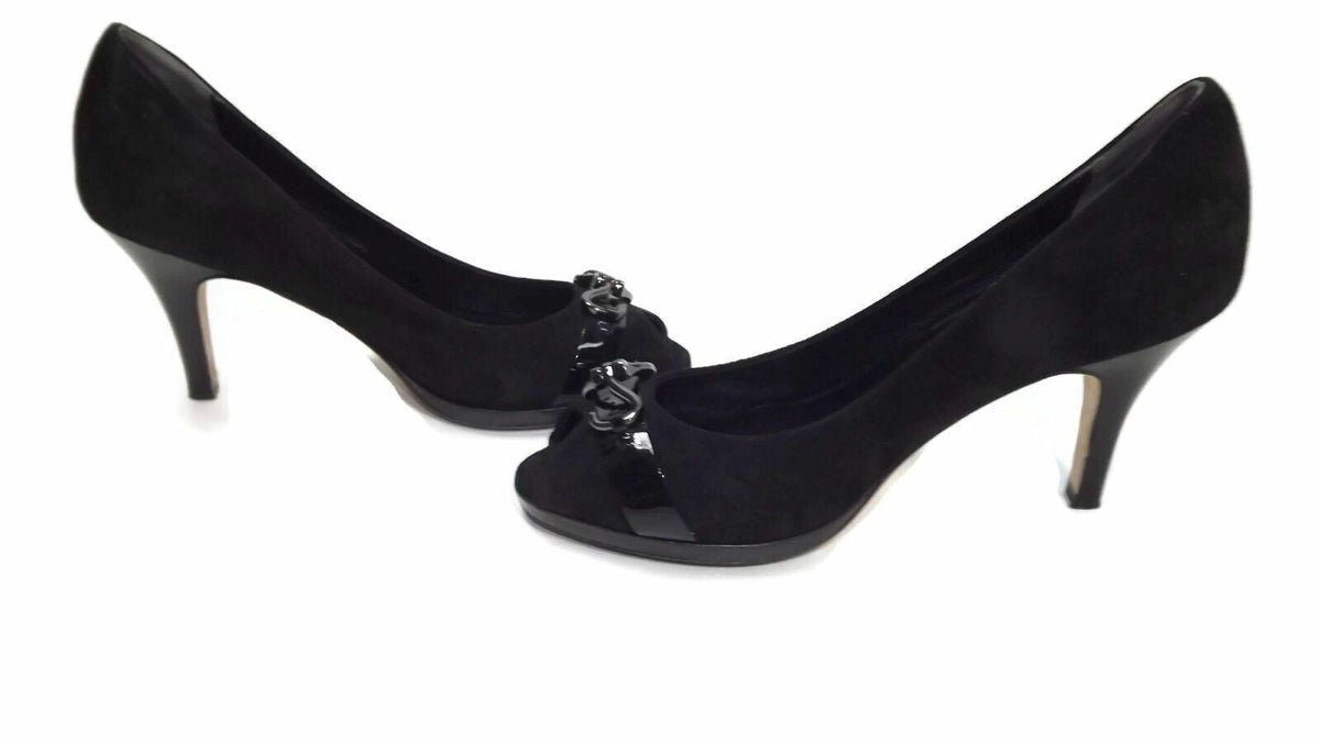 Cole Haan Air Womens Shoes Size 7 B BLACK Suede Leather Heels Pumps