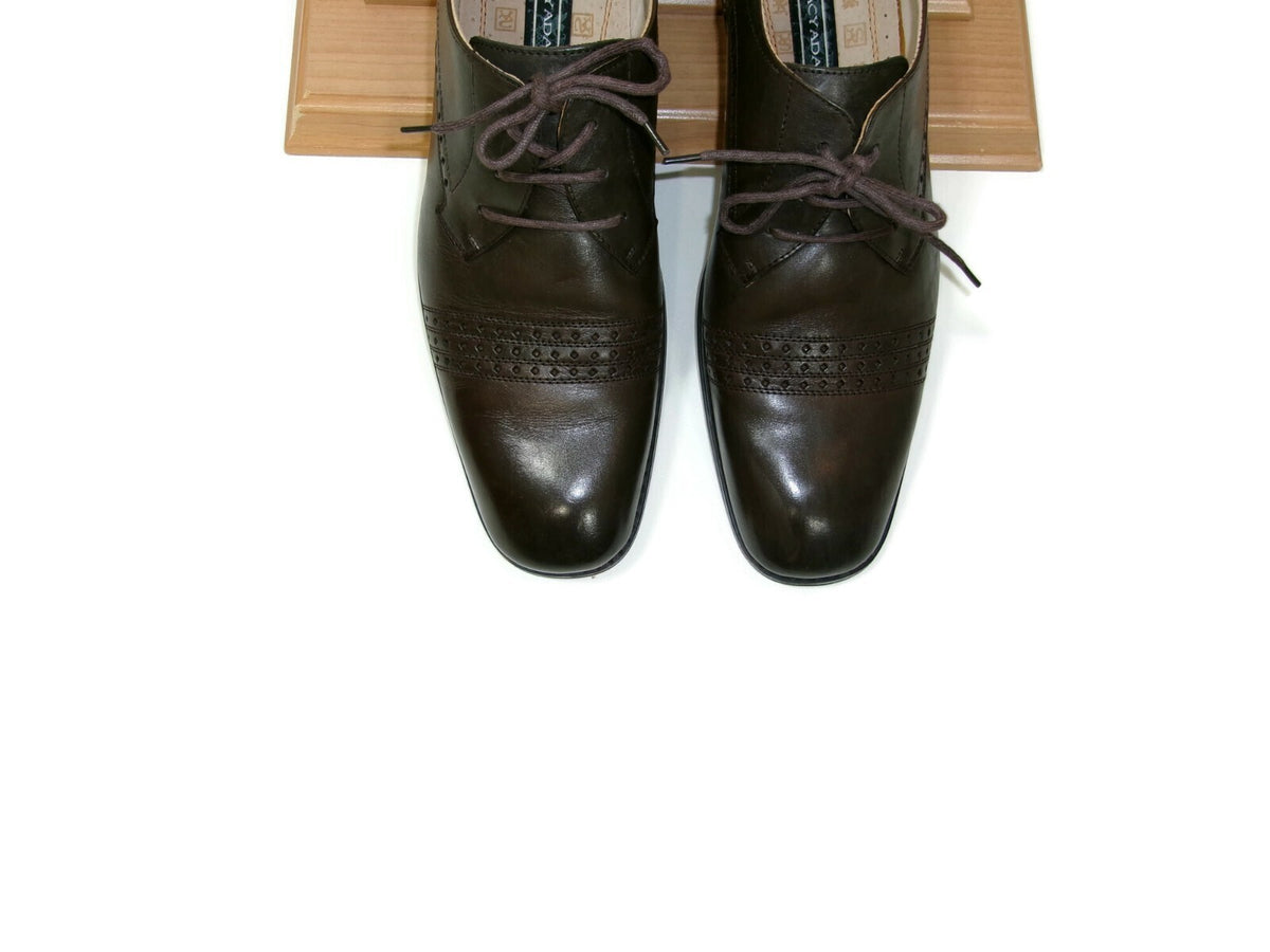 Mens STACY ADAMS Brown Leather  Lace Up Oxfords Dress Shoes Size 9 M