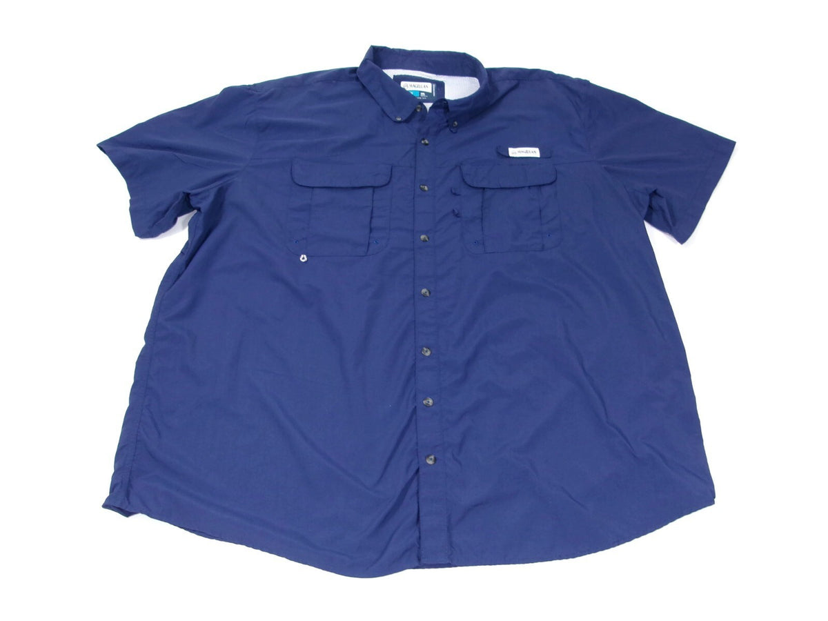 Magellan Outdoors Mens Fish Gear BLUE Shirt  Relaxed Moisture Wicking Size 3XL