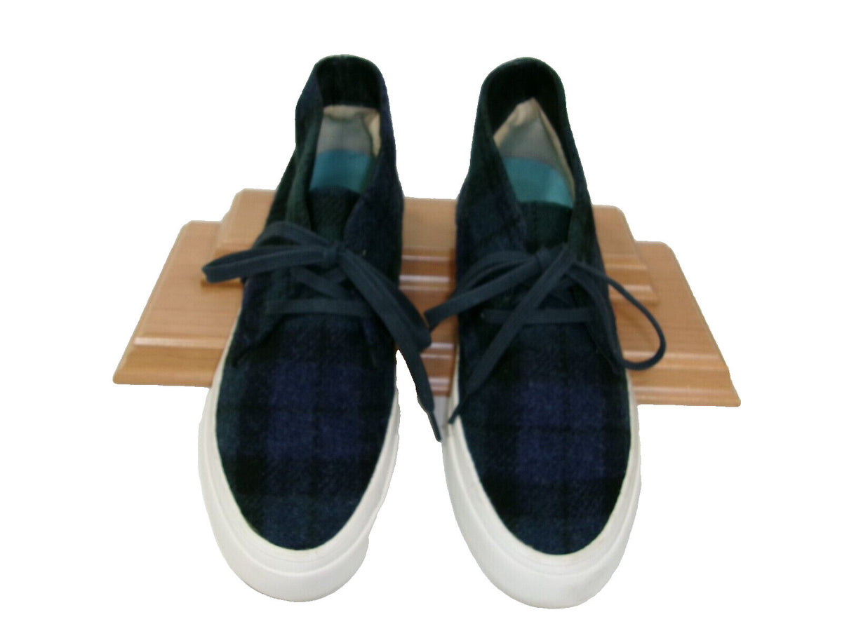 SEAVEES Classic Blue Green PLAID Wool Womens Shoes Size 8.5 M Booties Comfy CUTE