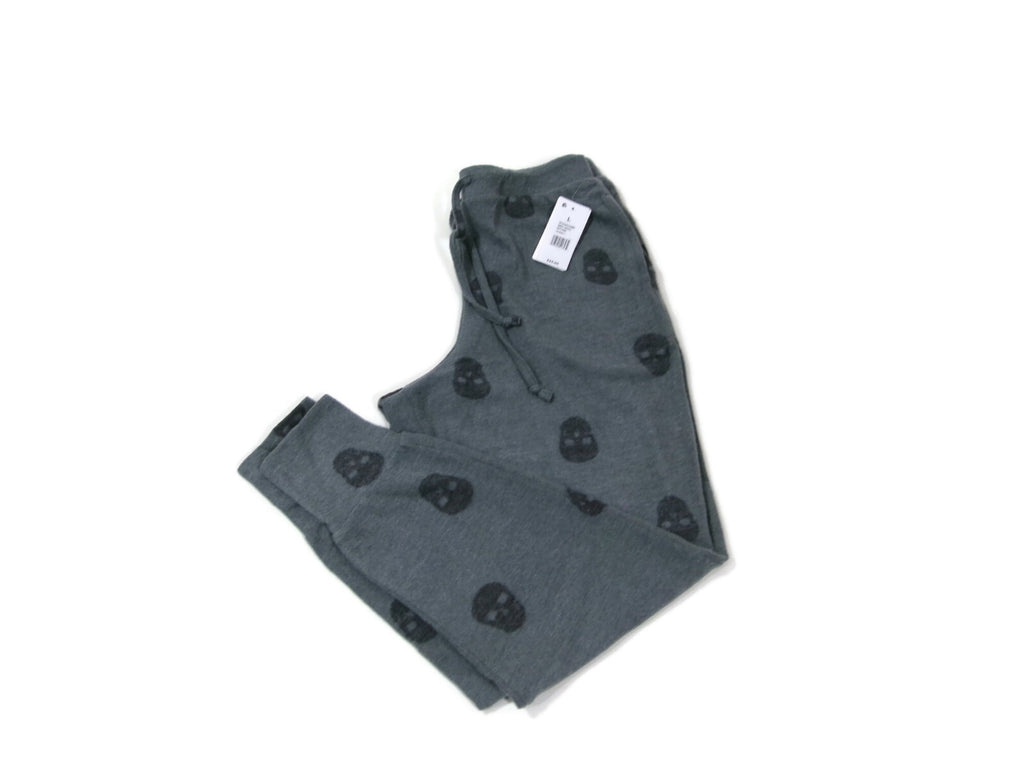 Pink Rose Gray Skull Print Pajama Pants Sleepwear Teen Girls Junior Size L Large