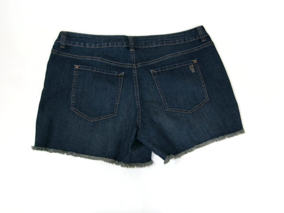 Jessica Simpson Forever Low Rise Distress Fringed Jean shorts Size 18 W 18W New
