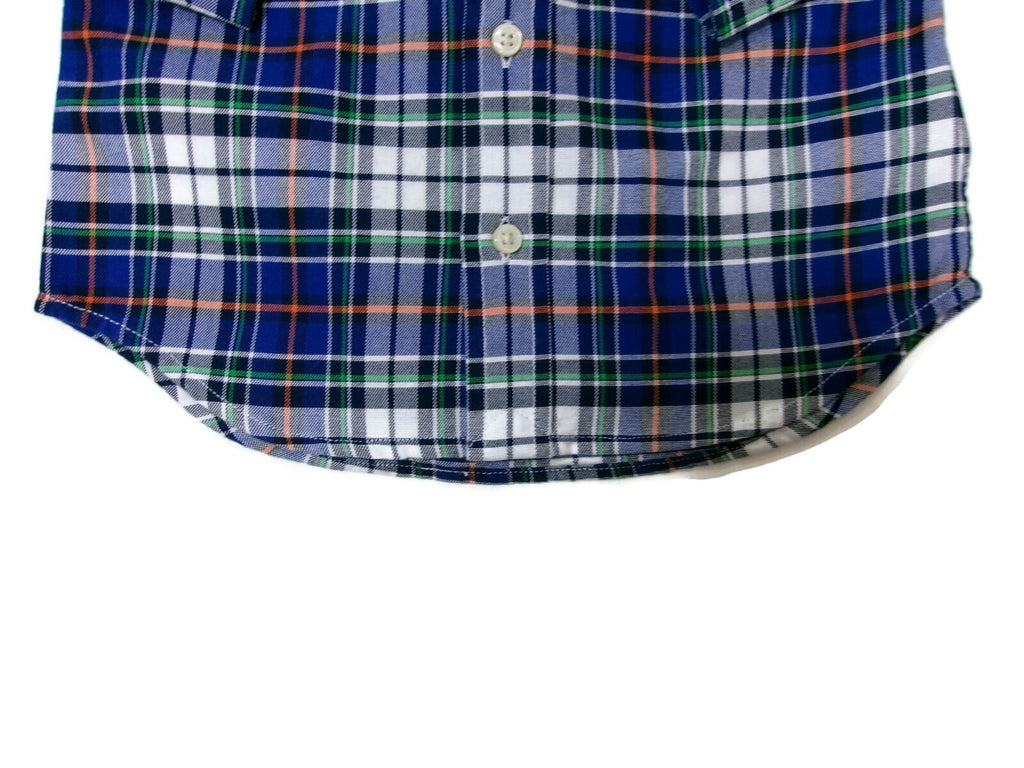 Ralph Lauren Baby Infant Boys Button Down Long Sleeve Plaid Shirt Size 9M Blue