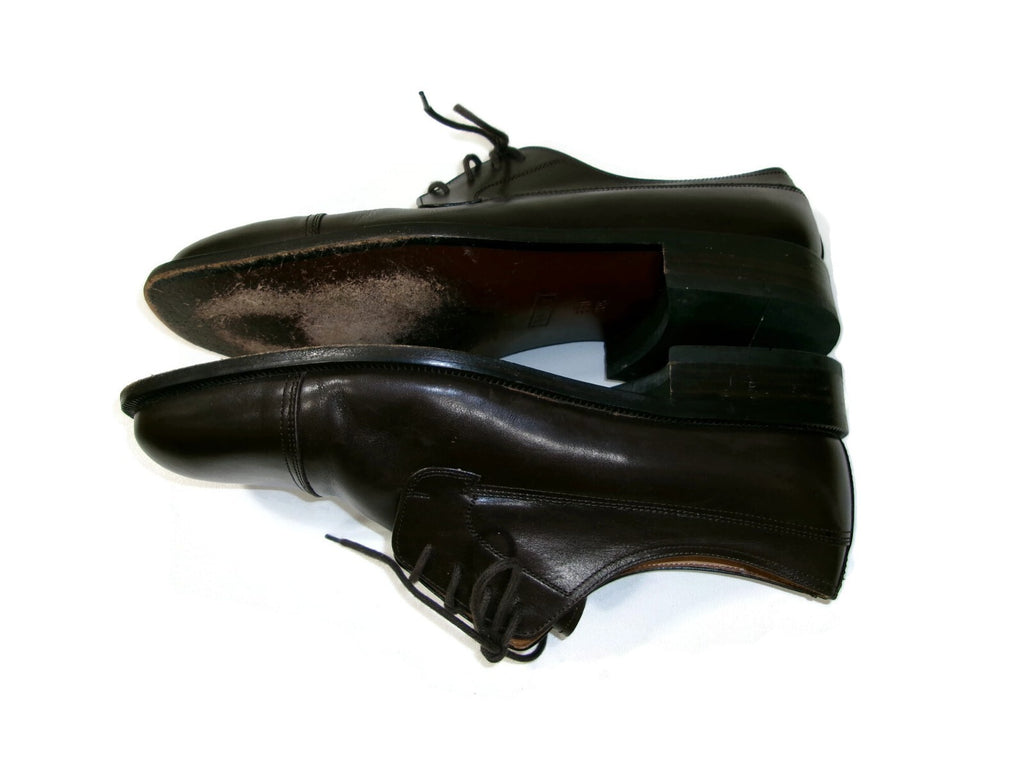 Bally Mens Dress Shoes Size 9 US / 8 EU Dark Brown Cap Toe Leather Oxfords