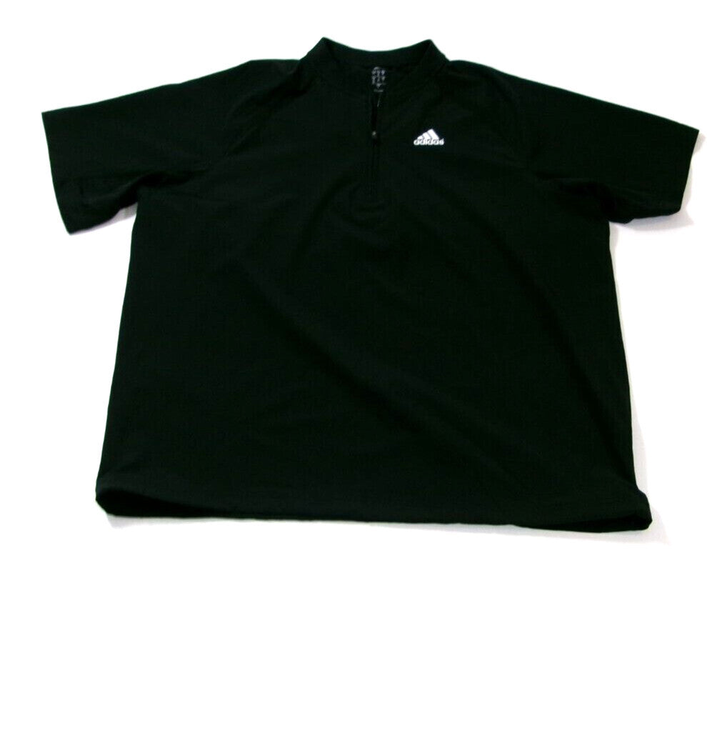 Adidas Mens Size L Large Activewear Sports Shirt Partial Front Zip  Black White