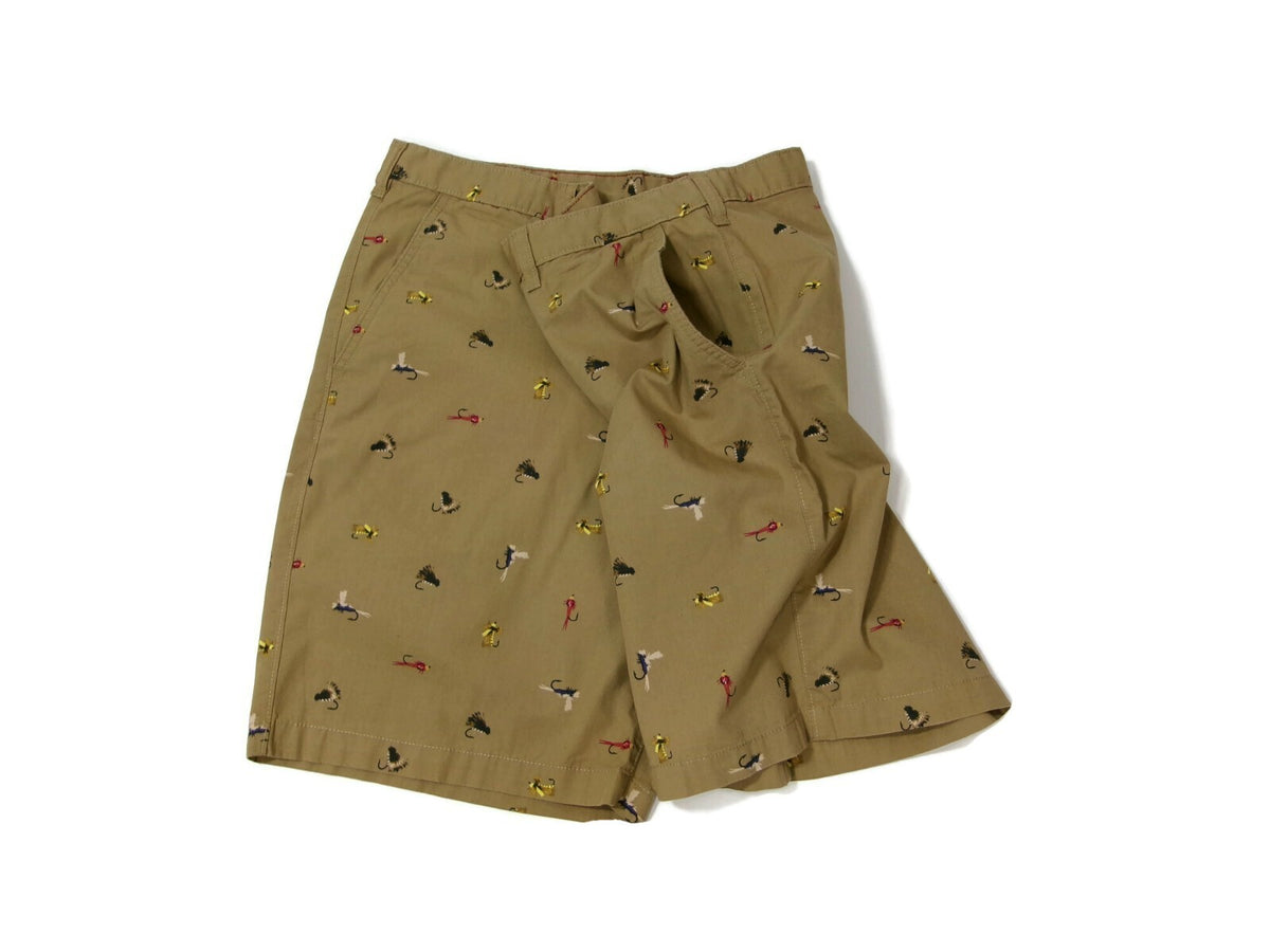 Mens Eddie Bauer Khaki Chino Shorts Tan Fly Fishing Tackle Outdoors Size 36 Nice
