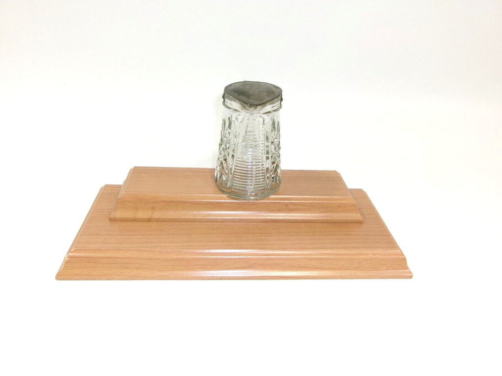 Heavy Glass Ribbed Textured Antique Molasses Syrup Dispenser w/ Metal LID