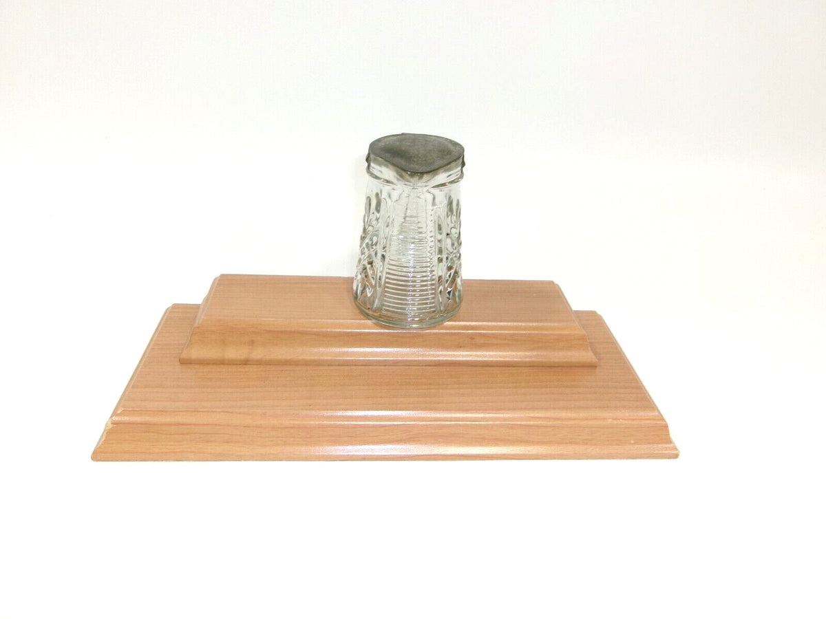 Heavy Glass Ribbed Textured Antique Molasses Syrup Dispenser w/ Metal LID