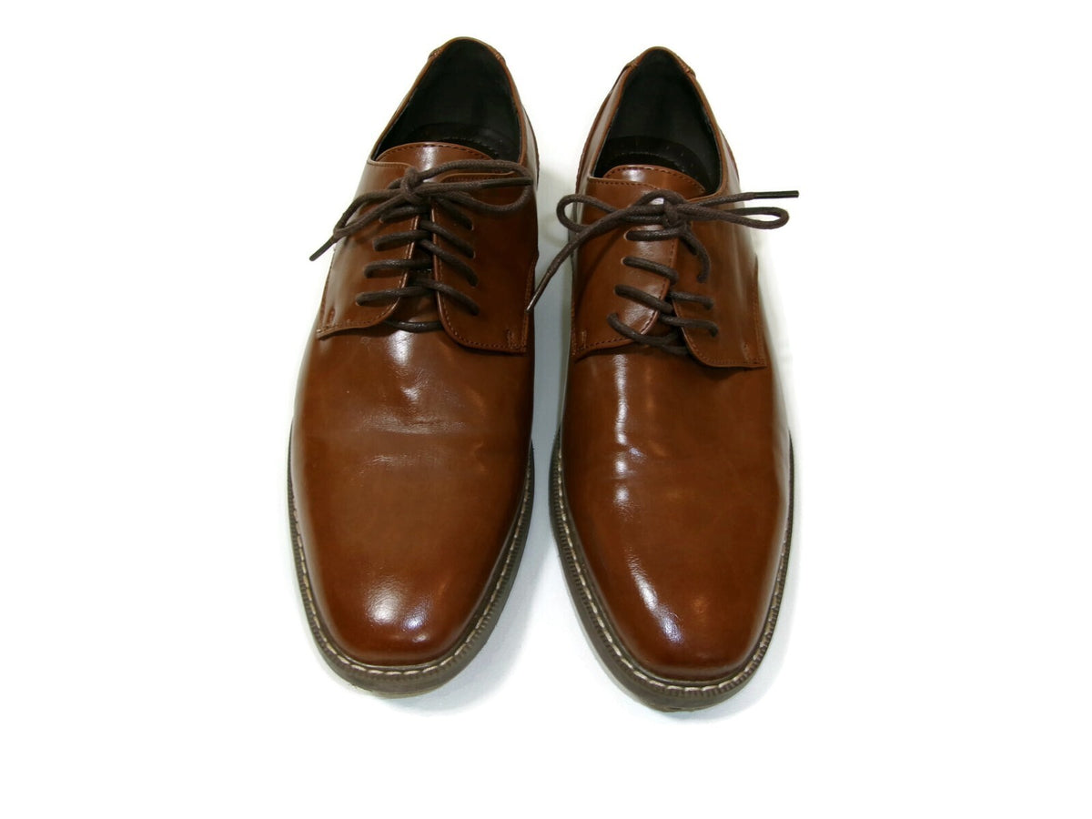 Mens Van Heusen Memory Foam Garrett Cognac Tan Oxford Dress Shoes Size 8.5 M