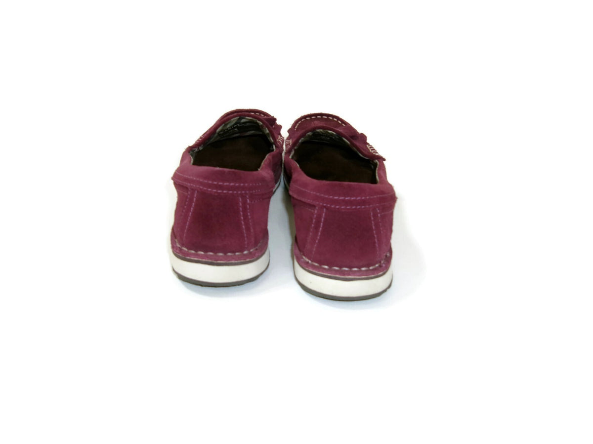 Ariat Womens  Shoes Size 7 B Burgundy Suede  Tassels Fringed Moccasins Loafers