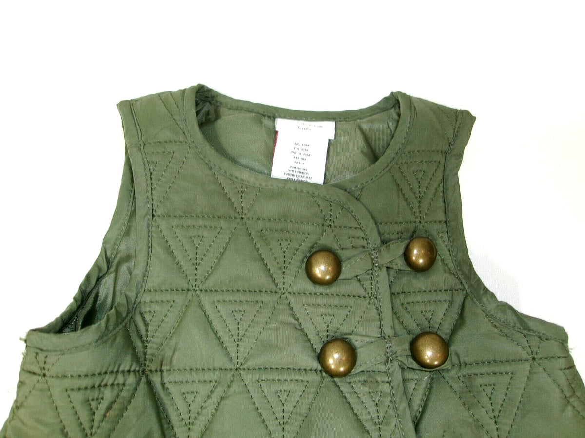 Aspen Kids Toddler Girls Quilted Olive Green  Puffer Vest Jacket Size 12 M