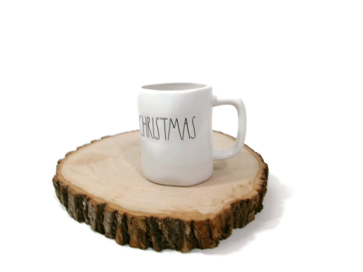 Rae Dunn CHRISTMAS embossed Mug by Magenta White Ivory Artisan Collection 16 Oz.