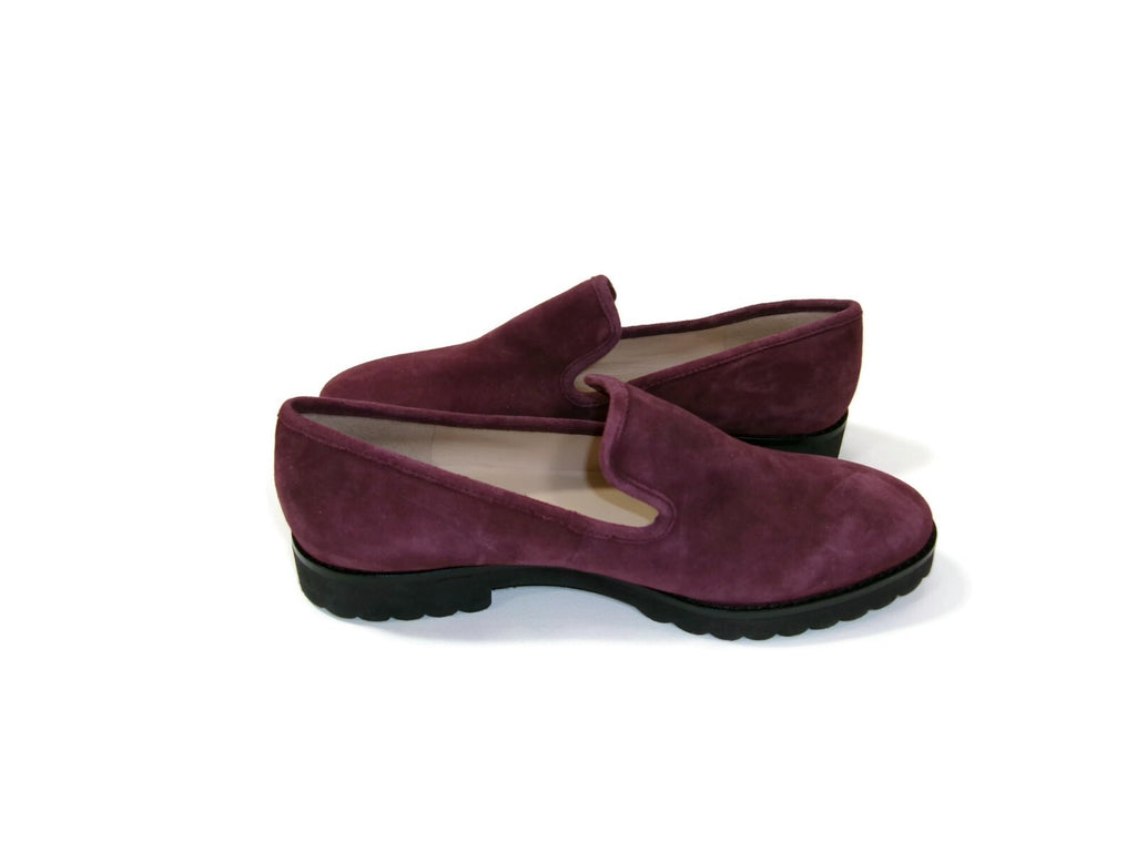 Karl Lagerfeld Paris Womens Plush  Burgundy Suede Loafers Flat Shoes Size 8 M