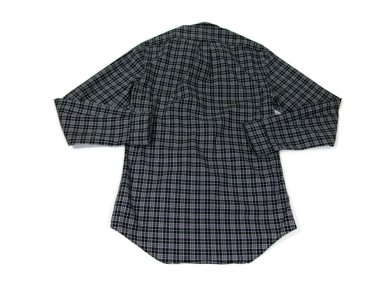 Ralph Lauren Womens /Mens Size S P  Slim Fit Plaid Shirt Black White Button Down
