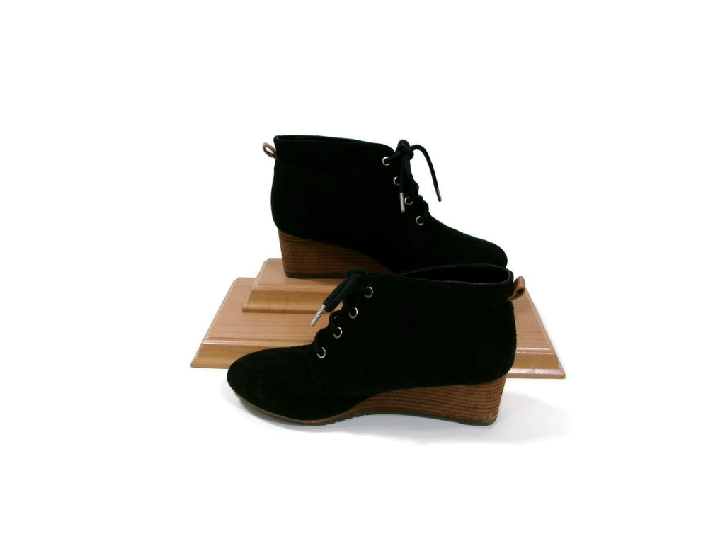 Dr Scholl's Be Energized Womens Black  Micro Suede Wedge  Booties Shoes Size 6.5