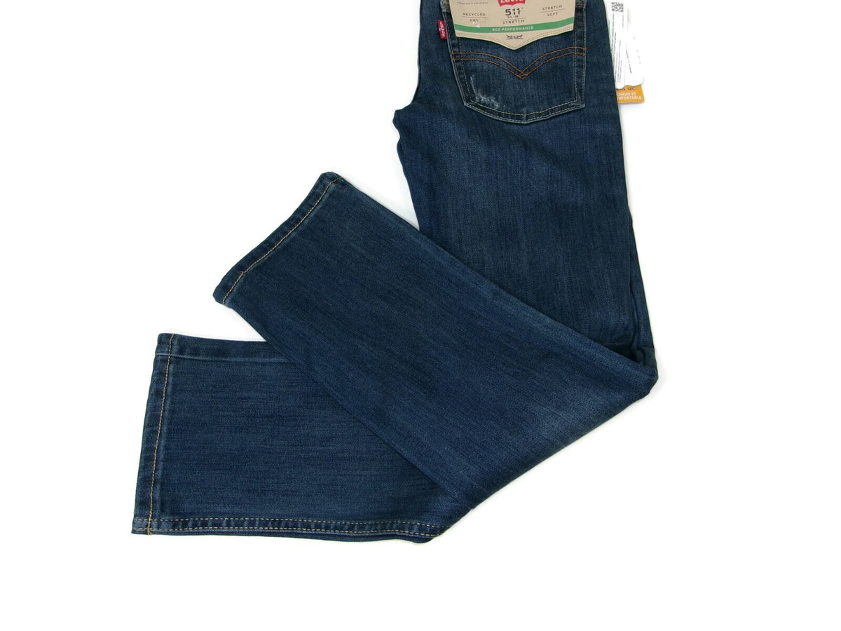 Levi Boys 511 Slim Flex Stretch Blue Jeans Pants Size 10 R   25X26 Distressed
