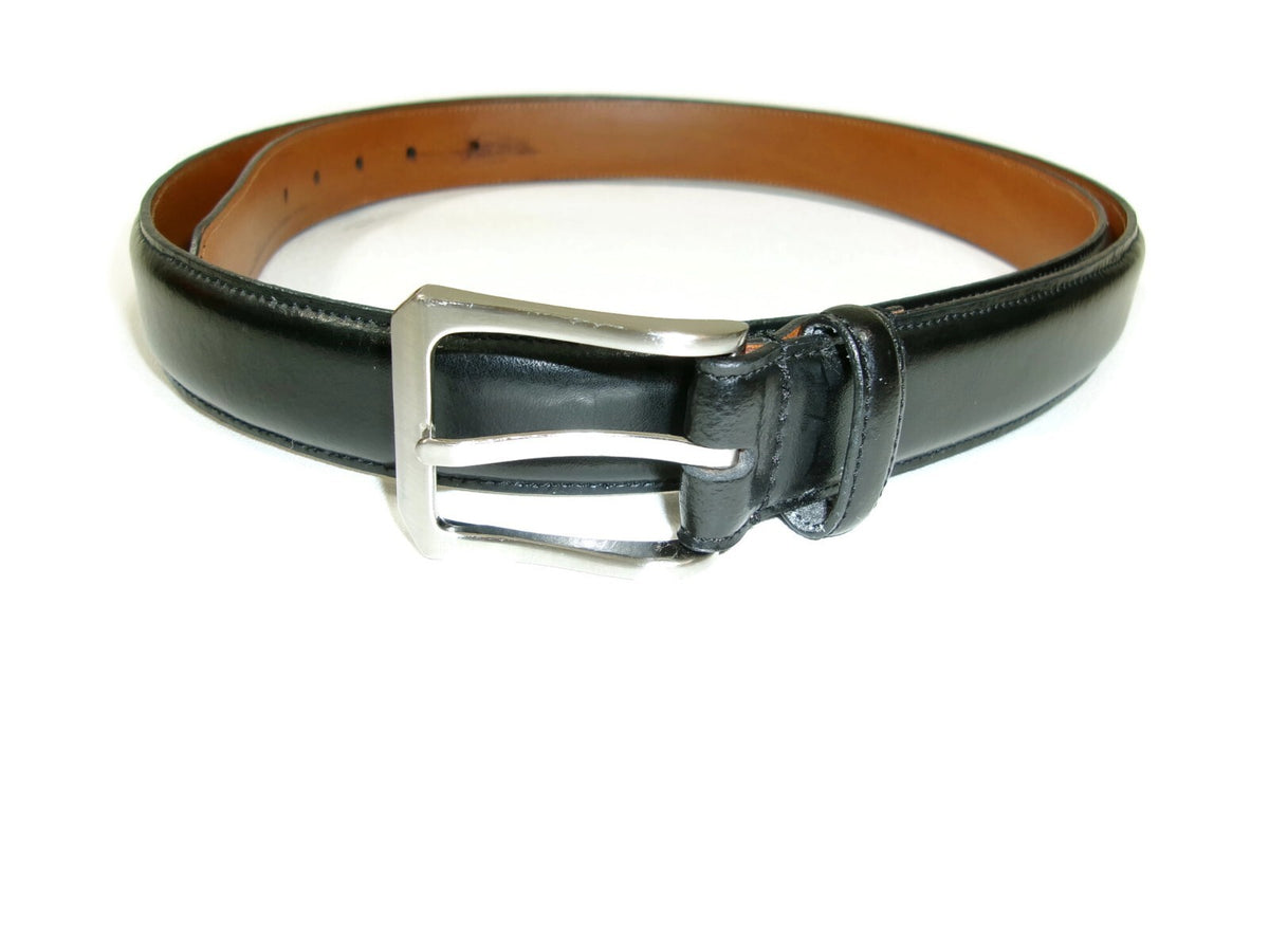 Jos. A. Bank Mens Black Genuine Italian  Leather Belt Silver Buckle Size 48