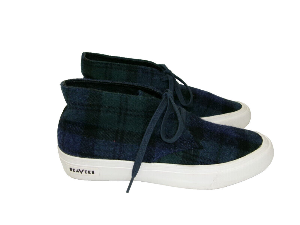 SEAVEES Classic Blue Green PLAID Wool Womens Shoes Size 8.5 M Booties Comfy CUTE