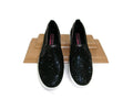 Skechers Womens  Black Casual Sneakers Slip On Flats Shoes w/ Rhinestones Size 7