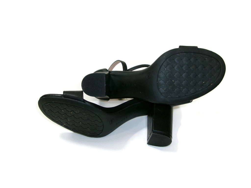 Kelly & Katie Womens Black Sandals Shoes Size 7.5 M Ankle Strap Slingbacks Heels