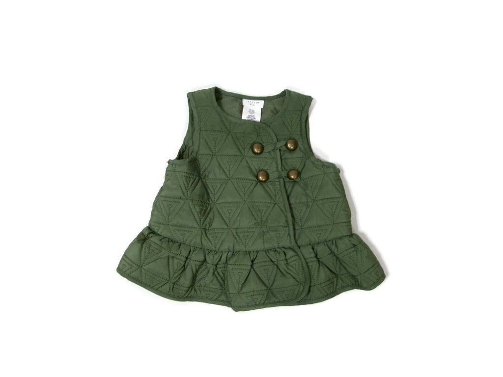 Aspen Kids Toddler Girls Quilted Olive Green  Puffer Vest Jacket Size 12 M