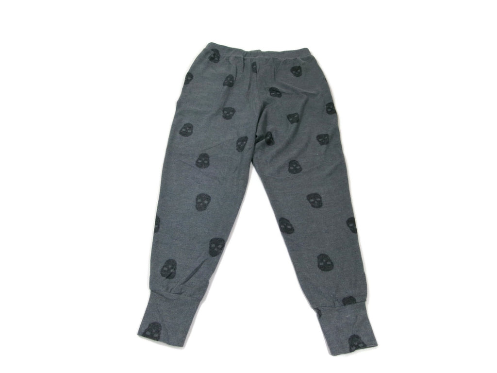 Pink Rose Gray Skull Print Pajama Pants Sleepwear Teen Girls Junior Size L Large