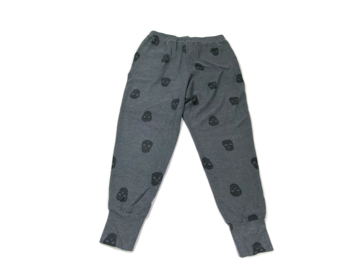 Pink Rose Gray Skull Print Pajama Pants Sleepwear Teen Girls Junior Size L Large