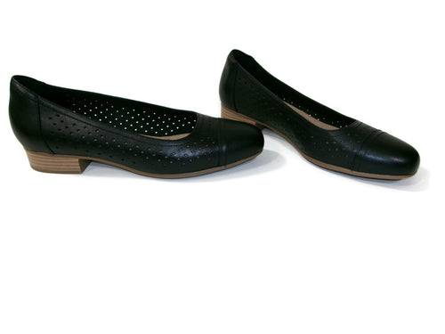 Clarks Womens Shoes Size 9 W Black Leather Juliet Ballet Flats Comfort Slip Ons