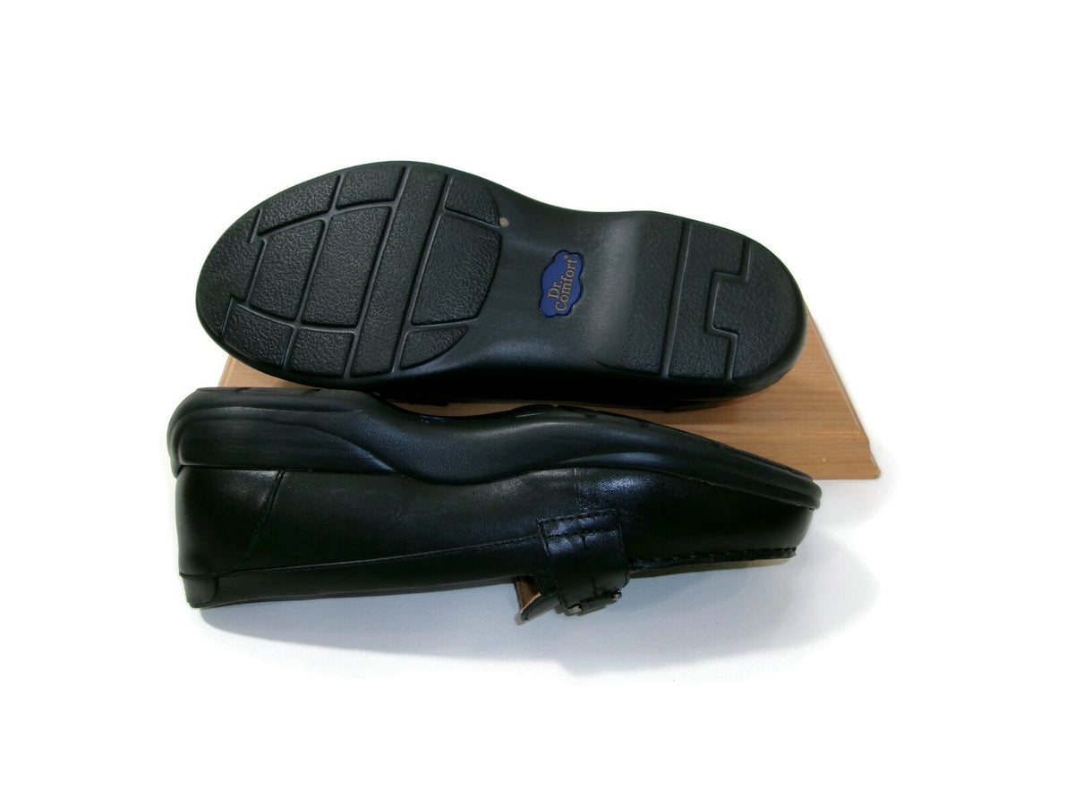 Dr. Comfort Womens Black Leather Mallory Diabetic Foot Comfort Shoes Size 9.5 W