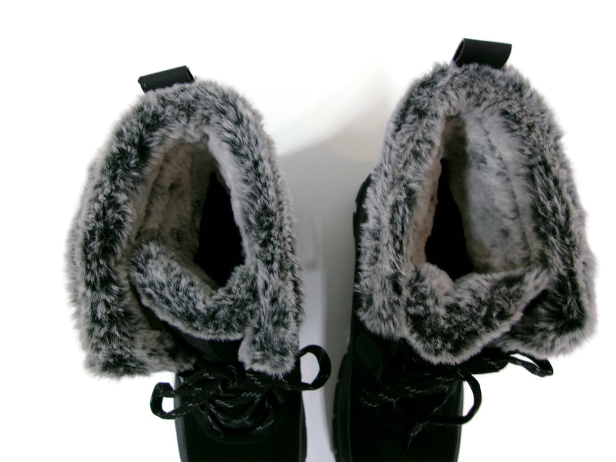 Womens  Black Suede & Warm Faux Fur Lined Winter Snow Boots Shoes Size 11 M