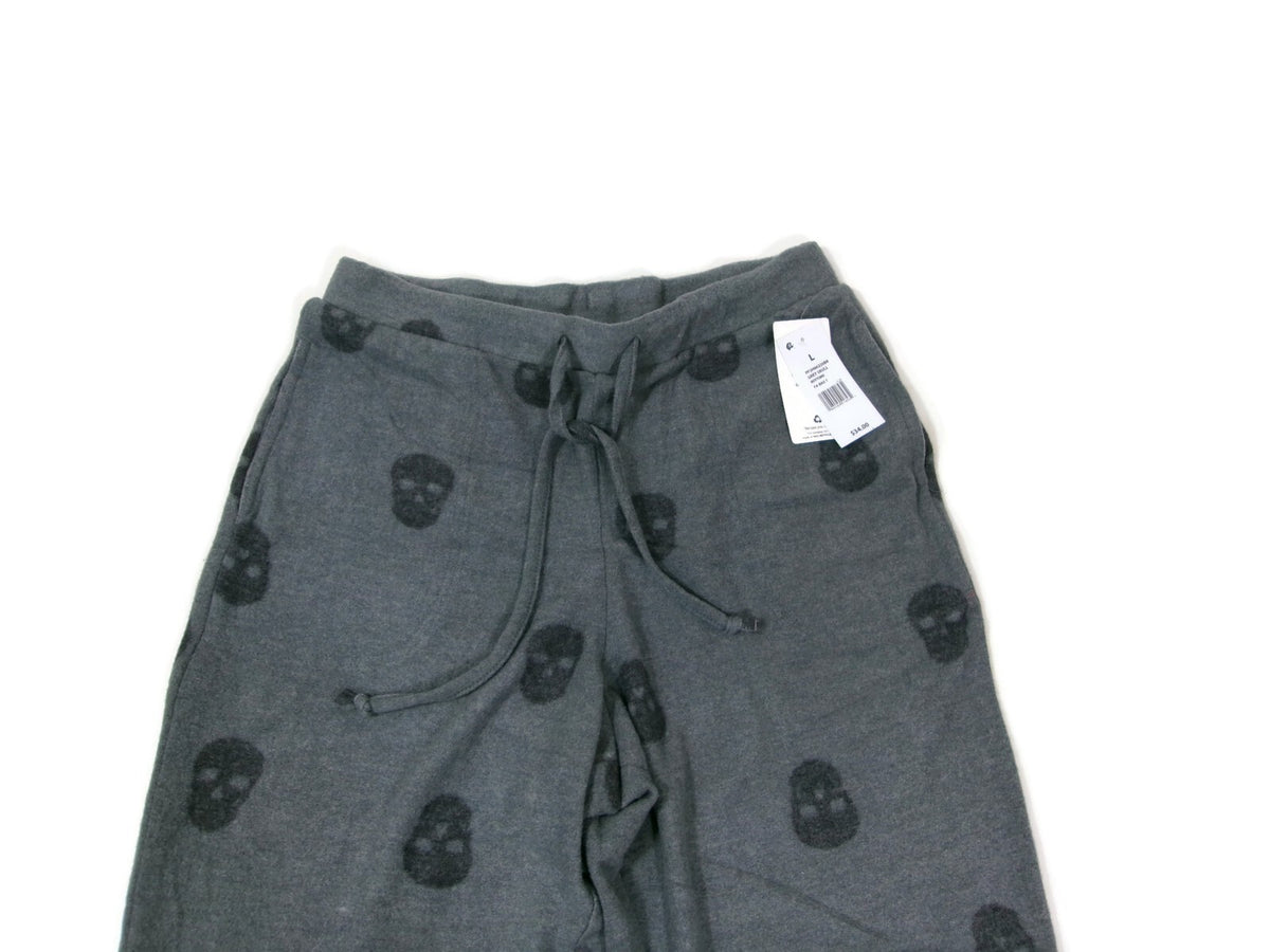 Pink Rose Gray Skull Print Pajama Pants Sleepwear Teen Girls Junior Size L Large
