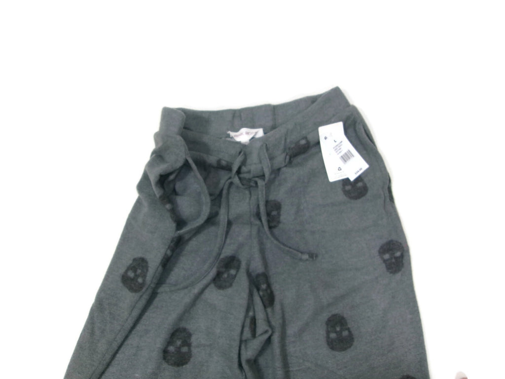 Pink Rose Gray Skull Print Pajama Pants Sleepwear Teen Girls Junior Size L Large