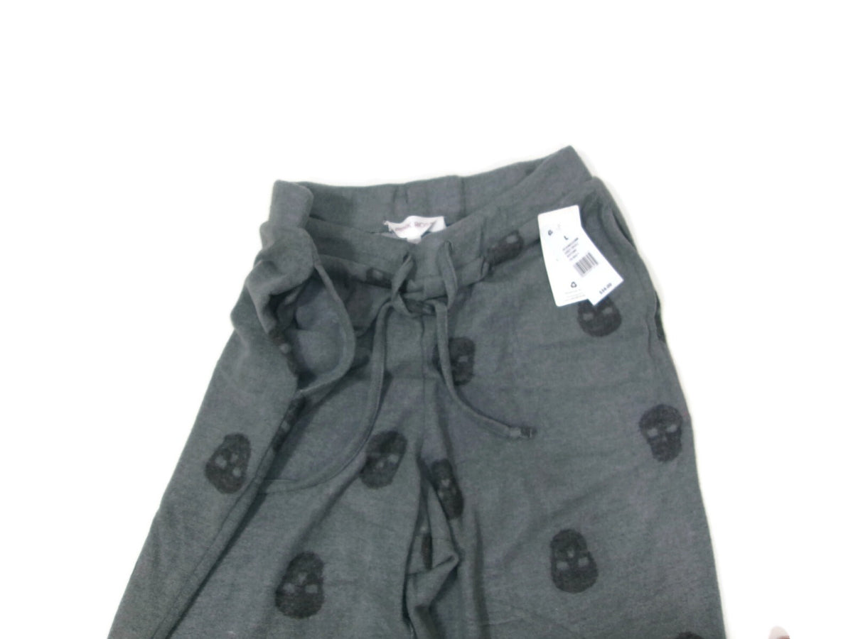 Pink Rose Gray Skull Print Pajama Pants Sleepwear Teen Girls Junior Size L Large