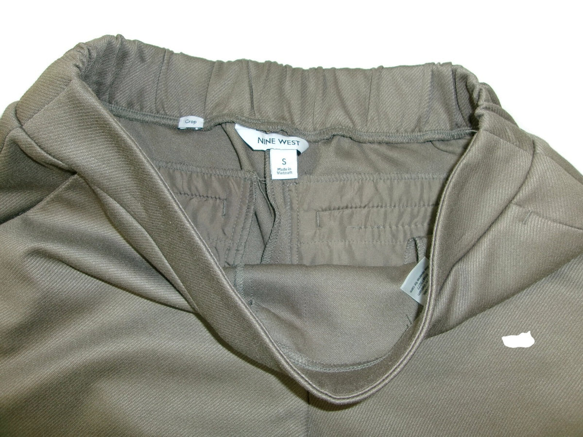 NINE WEST Khaki Beige CROP Textured Knit w/ Stretch  Pants Womens Size S Small