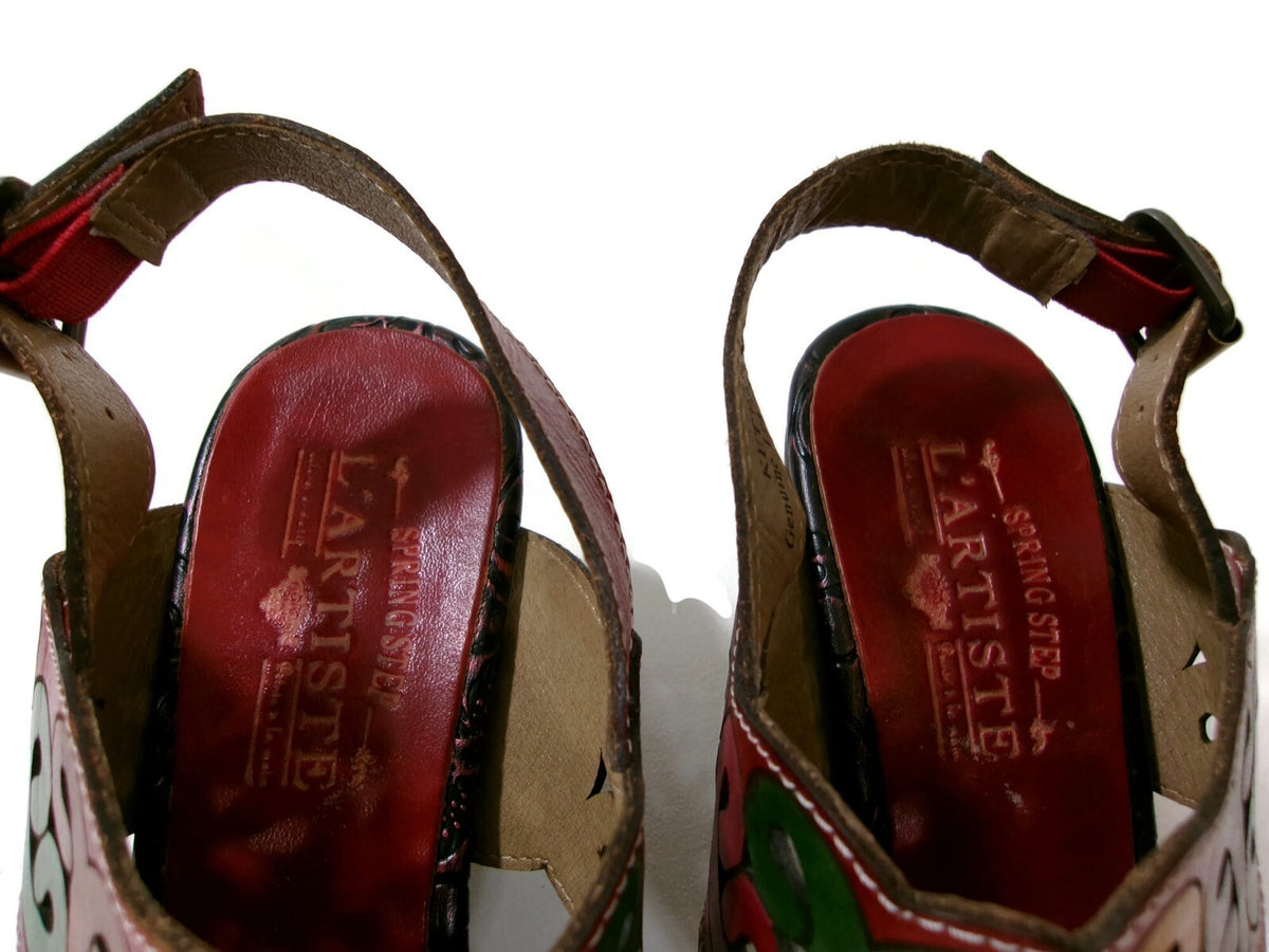 L'Artiste Ketta Spring Step Womens Red Multi  Sandals Shoes size 7.5-8 US EU 38