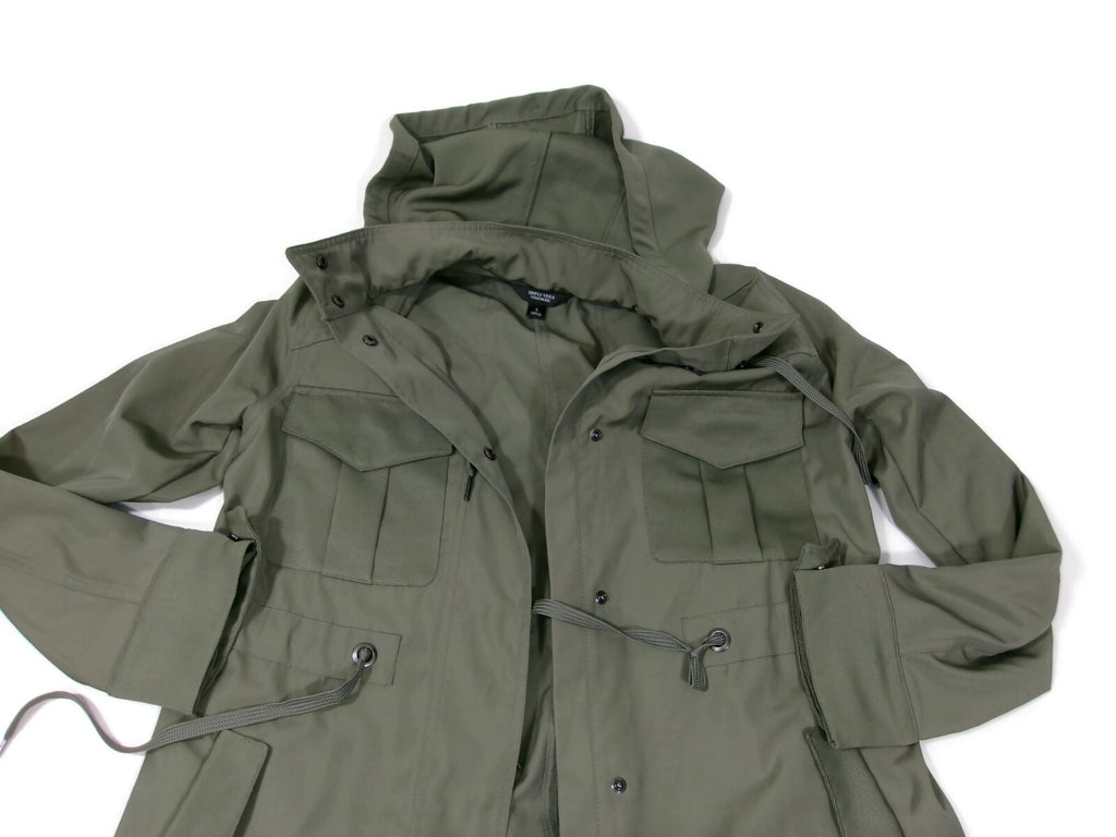 Simply Vera Womens Olive Green Hooded  Utility Military Jacket Size S Small