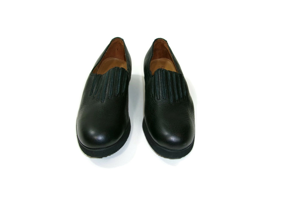 Solos Womens Black Pebbled Leather Comfy Shoes Size 8 N