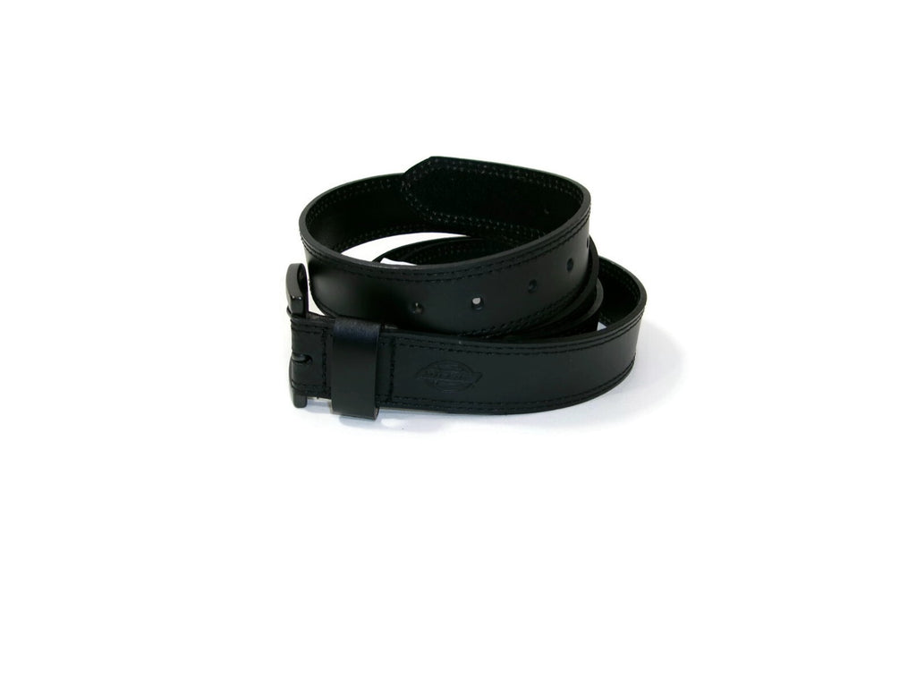 Dickies Mens Black Leather Belt Size 54 Muted Black Metal Buckle Nice 1