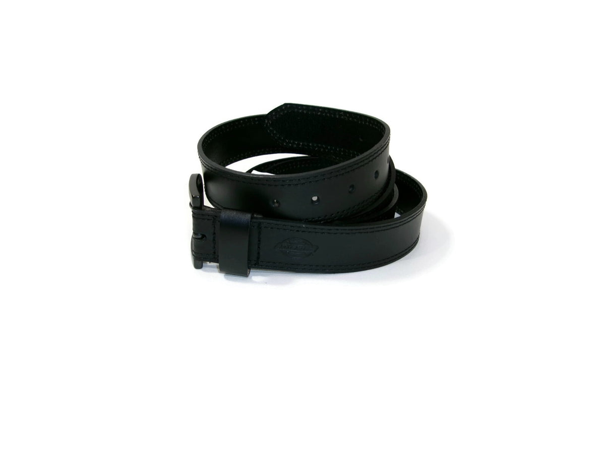 Dickies Mens Black Leather Belt Size 54 Muted Black Metal Buckle Nice 1