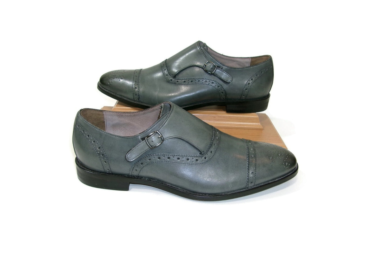 Banana Republic Mens Steel Gray Monk Strap Dress Shoes size 11.5 M Sleek Elegant
