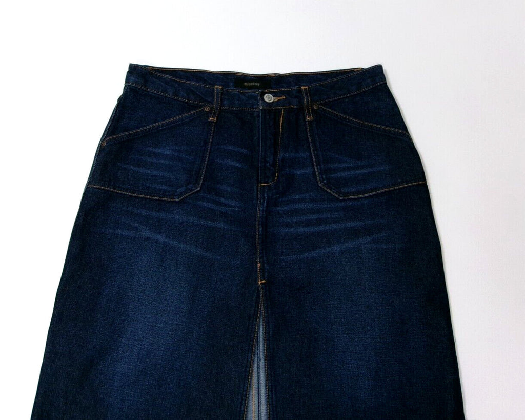 Womens Teen Girls Cute EXPRESS Distressed Dark Denim Jean Skirt Size 9 / 10